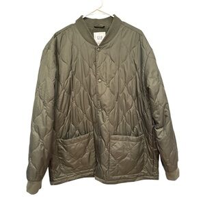 GAP Deep Green Quilted Bomber Jacket Size XL